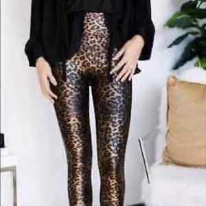 Spanx Faux Leather Leggings- brown leopard